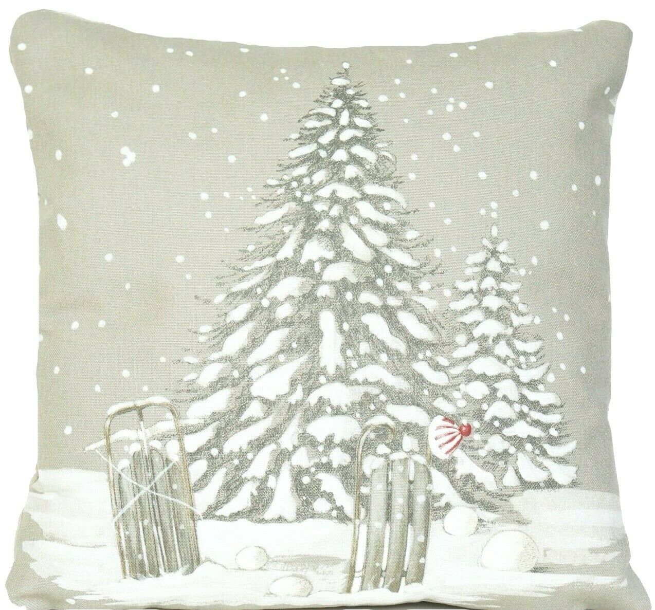 Xmas Tree Cushion Cover - Christmas Cotton Throw Pillow Case, Grey 16” Pillow for Winter Sofa & Festive Couch Decor