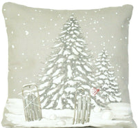 Thumbnail for Xmas Tree Cushion Cover - Christmas Cotton Throw Pillow Case, Grey 16” Pillow for Winter Sofa & Festive Couch Decor