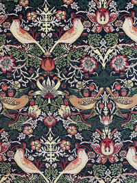 Thumbnail for Strawberry Thief William Morris  Woven Fabric Sold by Meter Upholstery Black Red Green
