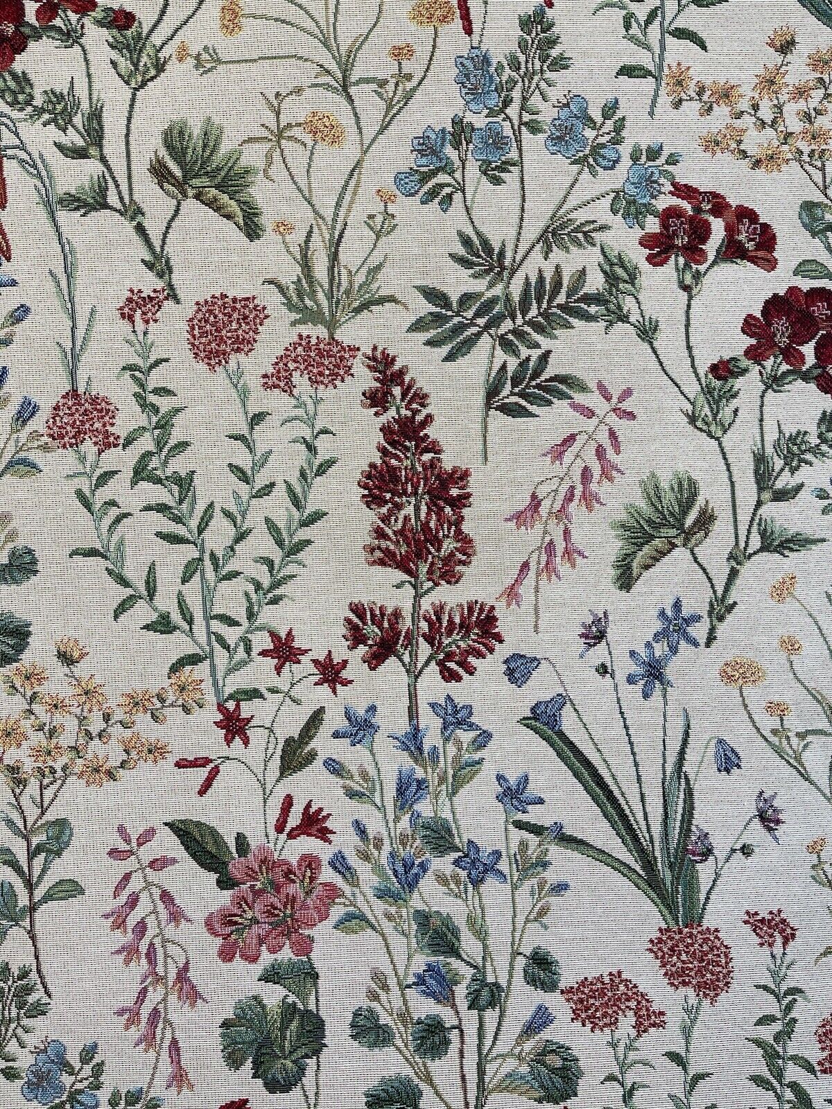 Wildflower Meadows Beige Woven Floral Upholstery Fabric