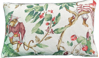 Thumbnail for White Guarana Tree Monkey Cushion Cover Botanical Throw Pillow Case Animals Pillowcase Print Green Red Leaves