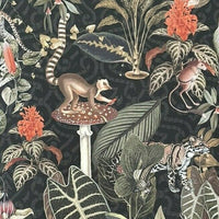 Thumbnail for Jungle Kingdom Animals Fabric - Black Velvet Sold by Meter