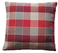 Thumbnail for Checks Cushion Cover White Beige Red Woven Cotton Fabric 16