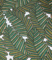 Thumbnail for Fern Cotton Fabric by Meter Green Botanical Sewing Material Tree Light Grey Yellow  Golden Bronze Colors Textile