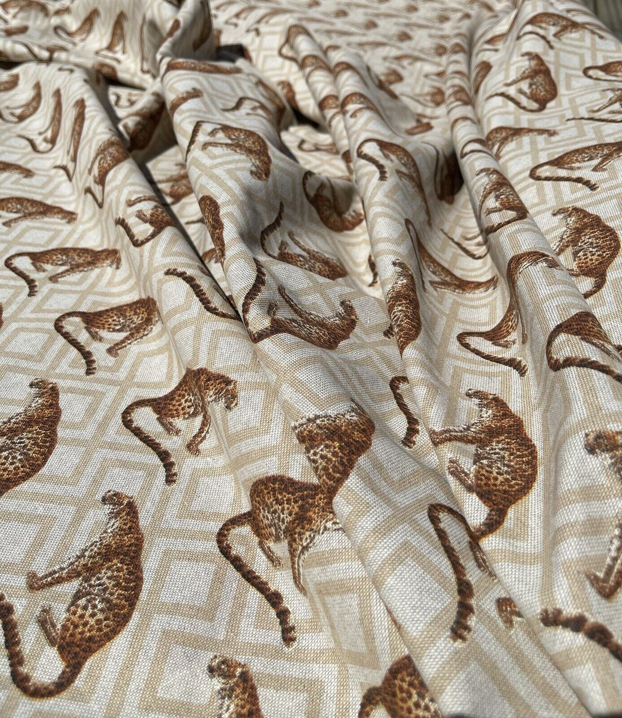 Jungle Royalty Panther Graphics Printed Cotton Fabric by the Metre