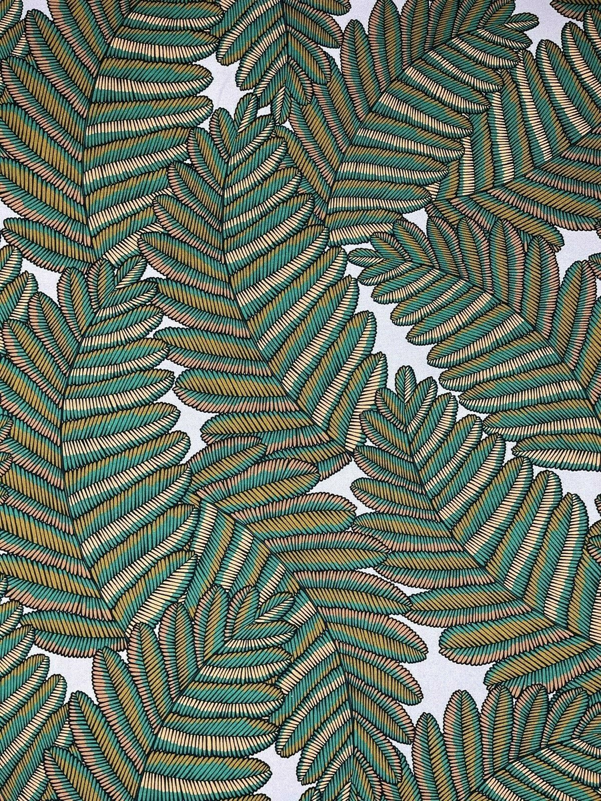 Fern Cotton Fabric by Meter Green Botanical Sewing Material Tree Light Grey Yellow  Golden Bronze Colors Textile