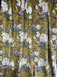 Thumbnail for Light Pink Roses in Bloom Printed on Yellow Gold Color Velvet  Fabric Sold by Yard Meter DIY Upholstery Floral Sewing Material By Yards Metros Flowers Curtain Textile