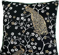 Thumbnail for Peacock Gold Floral Cushion Cover  Chic Elegance