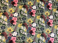 Thumbnail for Spring Blooms Chalice Flower Gerbera Green Yellow Pink Italian Velvet by Meter
