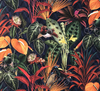 Thumbnail for Deep Jungle Cotton Fabric by The Meter Floral Sewing Material Tropical Textile
