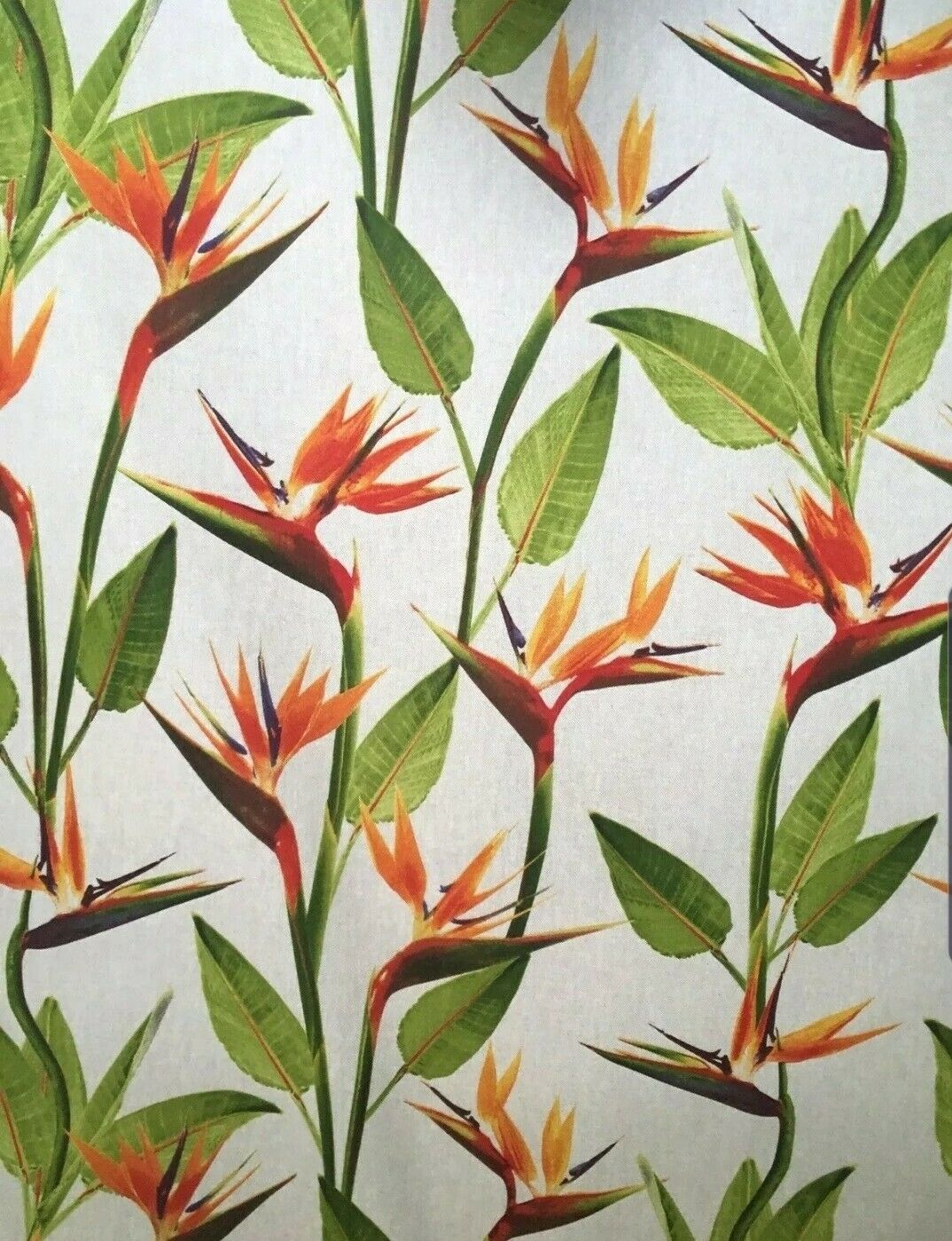 Orange Flowers Cotton Linen Fabric Floral Green Grey Sold by Metre