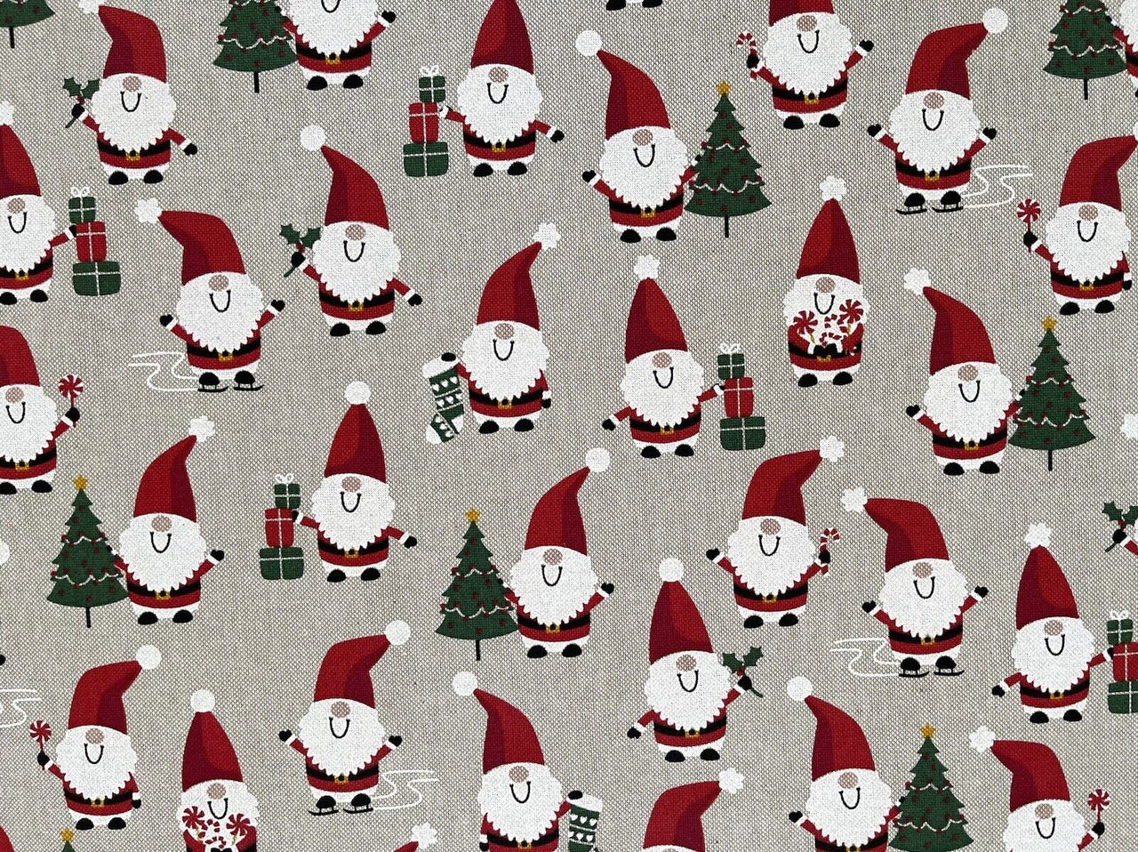 Jolly Santa Cotton Fabric Red Merry Xmas Print for Home Decor Tablecloths Crafts and Kids Winter Gift