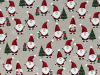 Thumbnail for Jolly Santa Cotton Fabric Red Merry Xmas Print for Home Decor Tablecloths Crafts and Kids Winter Gift