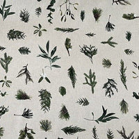 Thumbnail for Mistletoe Cotton Fabric - Green Pine Tree Leaves Print, Christmas Sewing Material for Home Decor & Crafts