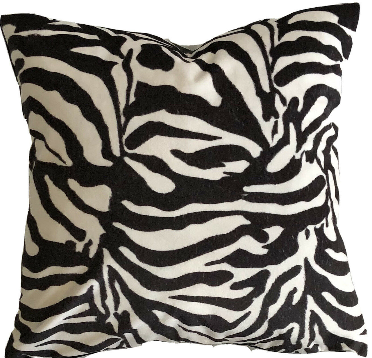 Zebra Jungle Animal Skin Printed Italian Velvet Cushion Cover Black White Stripe