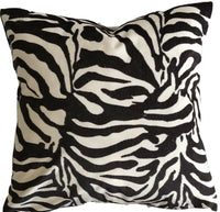 Thumbnail for Zebra Jungle Animal Skin Printed Italian Velvet Cushion Cover Black White Stripe