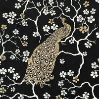Thumbnail for Black and Gold Peacock Fabric By Meter  Oriental Drsign