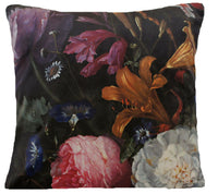 Thumbnail for Pink White Roses Cushion Cover Dark Floral Velvet Throw Pillow Case