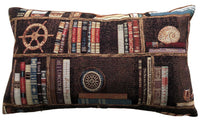 Thumbnail for Vintage Books Shells Globe Nautical Woven Cushion Cover Bookshelves Boat Marine