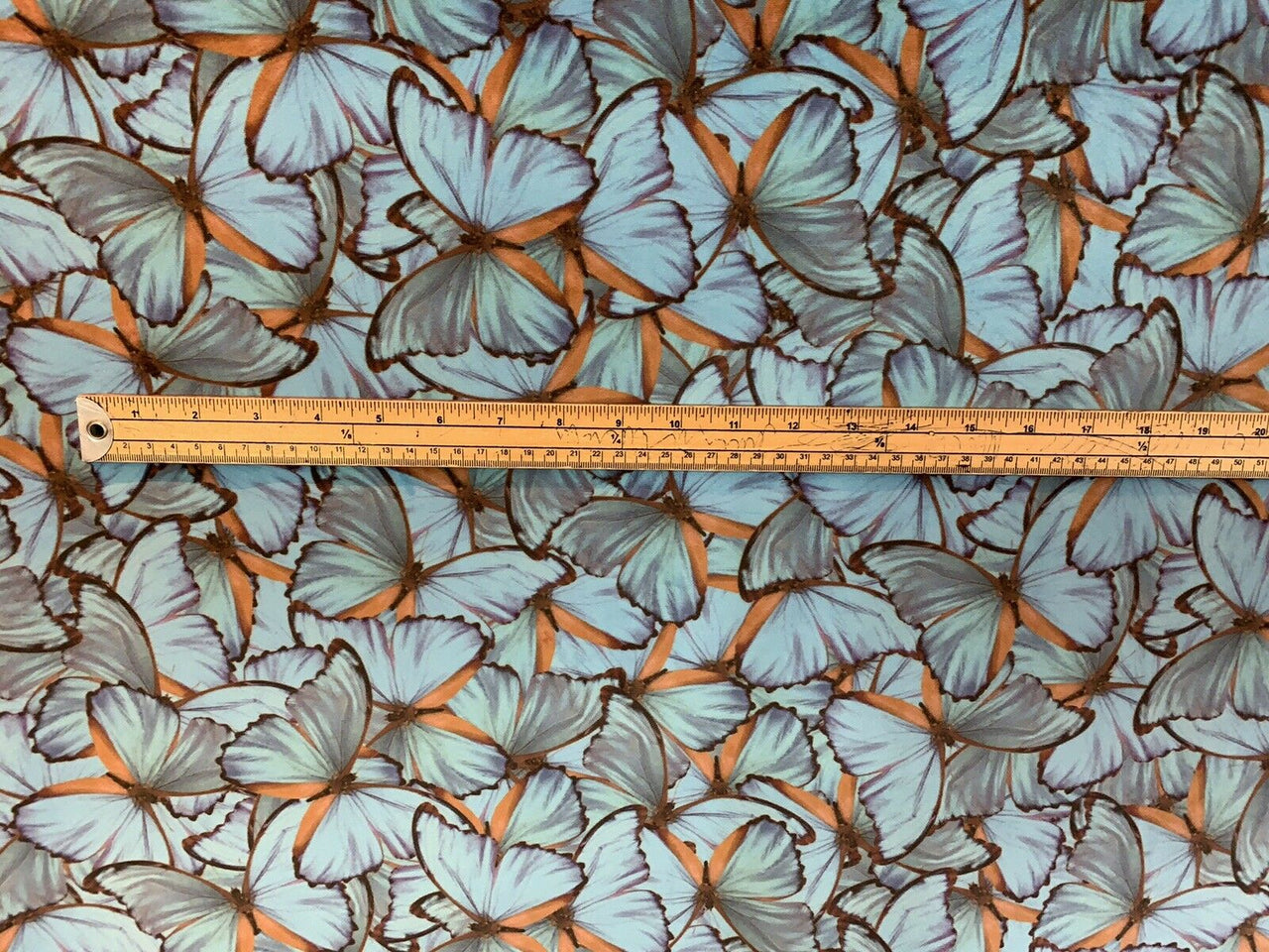 Butterflies Upholstery Fabric by Meter Turquoise Velvet Sewing Material Per Meters