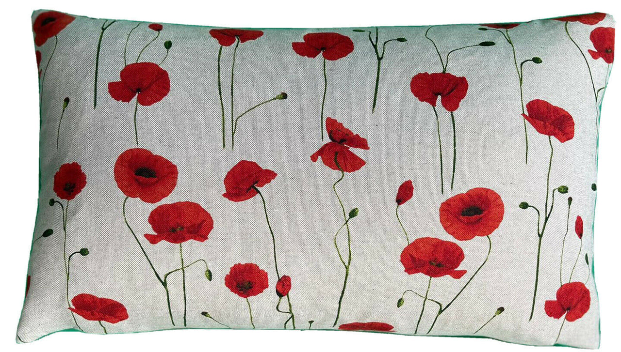 Spring Poppy Flowers Cushion Cover Red Floral Velvet Pillow Throw Xmas Meadow Fields