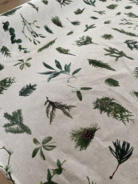 Thumbnail for Mistletoe Cotton Fabric - Green Pine Tree Leaves Print, Christmas Sewing Material for Home Decor & Crafts