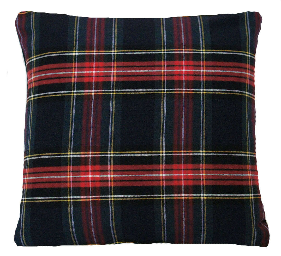 Black Cushion Cover Checked Red White Checks Woven Cotton Fabric 16" 18" 20" 24"