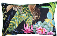 Thumbnail for Black Tonga Giraffe Leopard Animal Cushion Cover Rectangle Pink Greenery Jungle