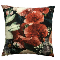 Thumbnail for Masterpiece Museum Botanical Blue Cotton Cushion Cover Red Roses White Lily