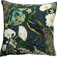 Thumbnail for Peacock Cotton Throw Pillow Case Floral Cushion Cover Teal Sofa Decor Decorative Pillowcase Size Large 22