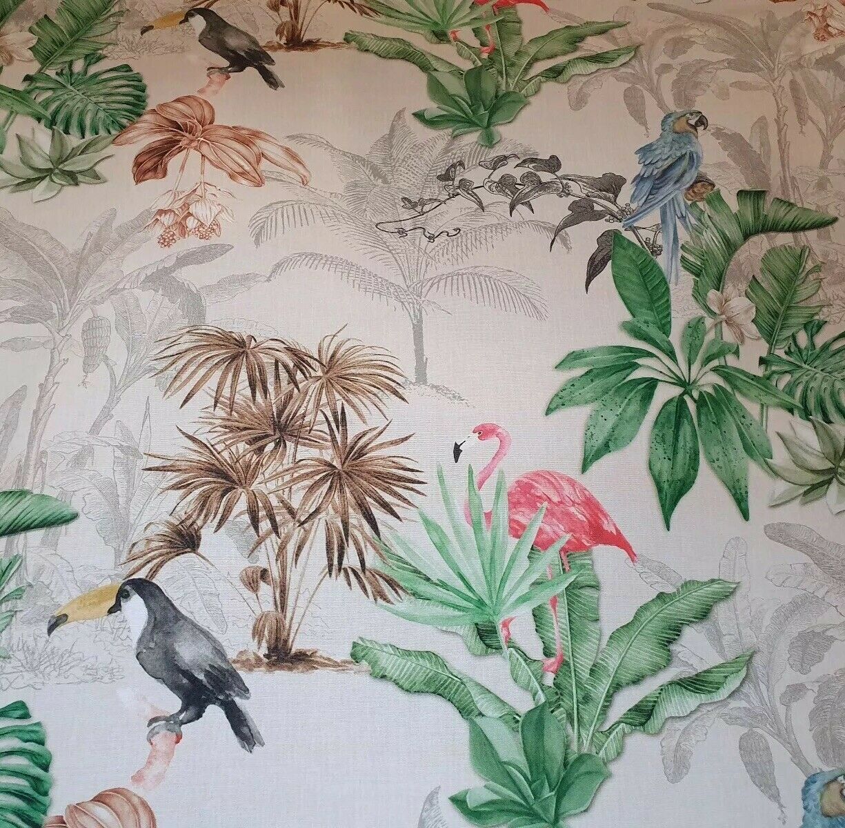 Flamingo Birds Cotton Fabric By Meter Floral Sewing Material  Amazon Tropical Printed Outdoor Fabrics