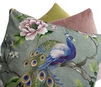 Thumbnail for Peacock Cushion Cover Grey Decorative Pillow Case Floral Cotton Pillowcase Pink Green Botanica Sofa Decore Japanese Tree Bird Print Animal
