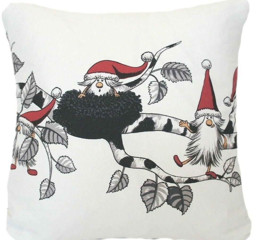 Trolls Cushion Cover Little People White Black Red Print Cotton Fabric 16" 18"