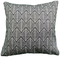 Thumbnail for Geometric Retro Scandinavian Dark Grey Cushion Cover Modern Leaves Petals Woven