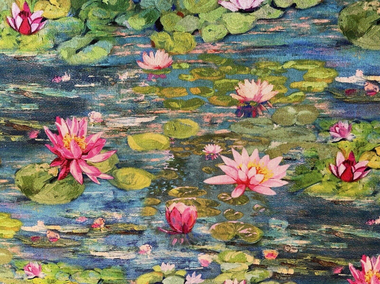 Monet style water lilies sewing fabric