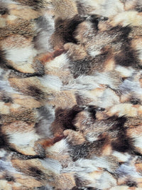 Thumbnail for Wolf Animal Skin Italian Velvet Sold by Meter Upholstery Fur Brown Orange White