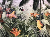 Thumbnail for Coconuts Palm Tree Cotton Fabric Panel 120 cm x 137 cm Green Tropical Sewing Material Birds Pattern Butterfly Nature