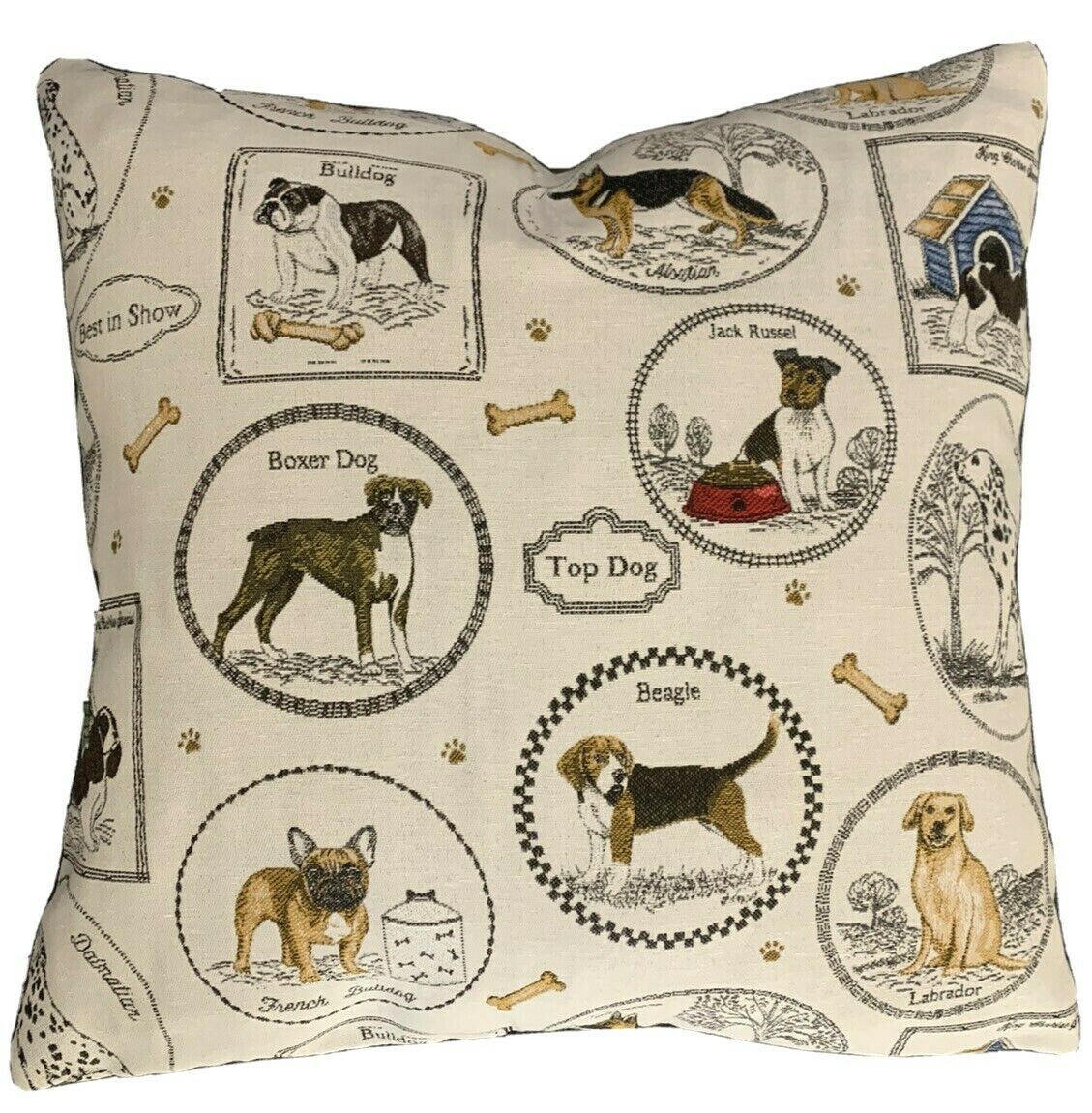 Vintage Top Dog Cushion Cover Best in Show Decor