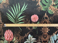 Thumbnail for Botanical Embossed Italian Velvet Baroque Gardens Leaf Golden Yellow Pink