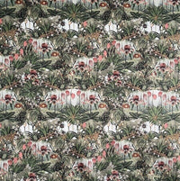 Thumbnail for Wilde Orchids Printed Velvet Fabric by Meter Flowers Print Sewing Material Sold Per Yards Metres Green Botanical Textile For Upholstery PillowsYellow Pink Peach