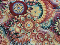 Thumbnail for Mandala Gobelin Woven Fabric by Meter Upholstery Red Orange Yellow Artistic Pop