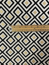 Thumbnail for Art Deco Blocks Woven Fabric by Meter Gold Upholstery Textile Black White Sewing Material