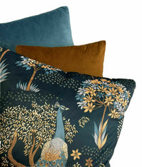 Thumbnail for Peacock Cushion Cover Botanica Floral Tree Bird Animal Midnight Blue Teal Bronze