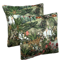 Thumbnail for Wild Orchids Velvet Cushion Cover Botanical Green Pink Yellow Exotic Plants