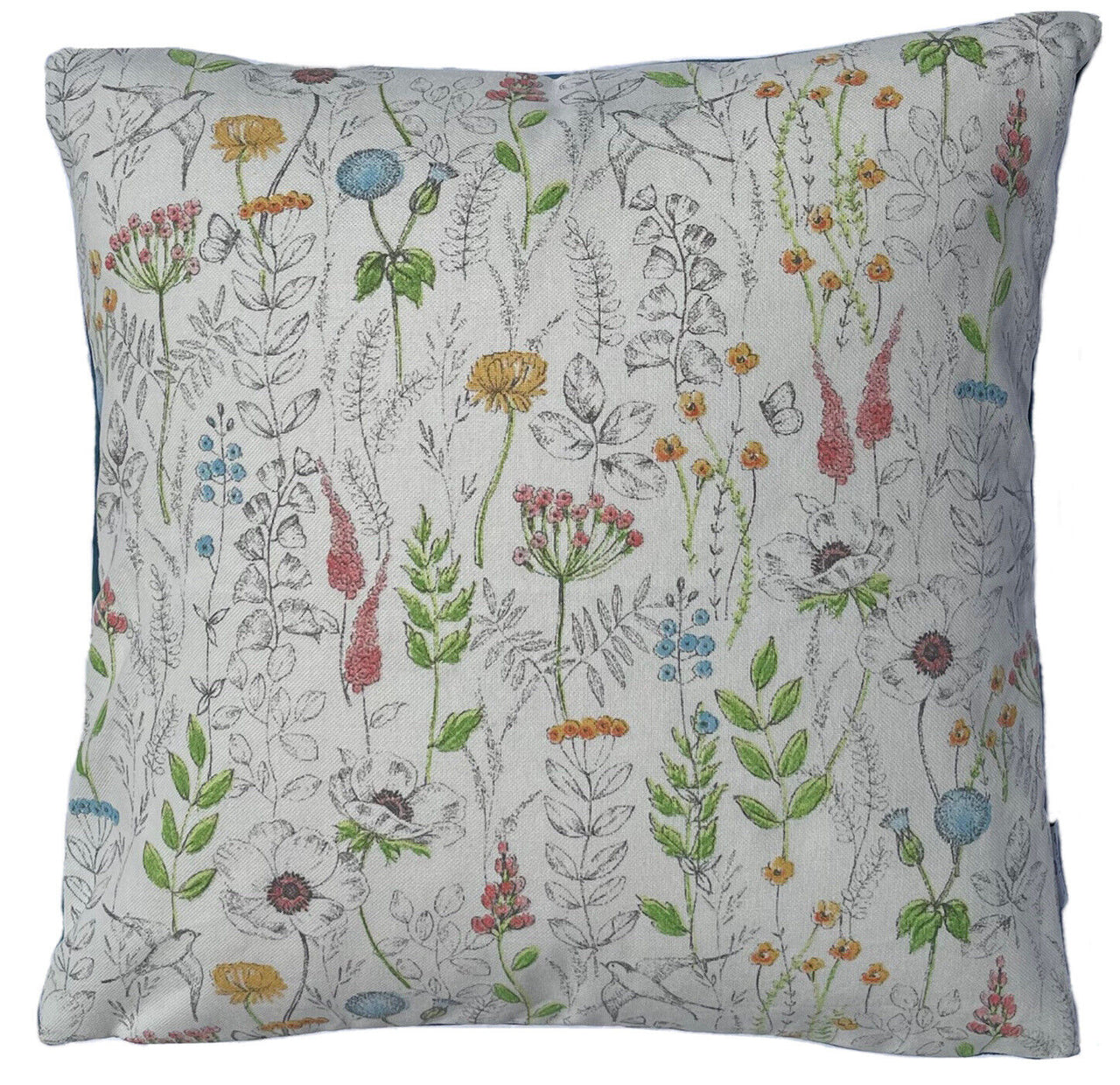 Floral Fields Cushion Cover Cotton Plants Botanical Flowers Leaves Butterfly