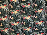 Thumbnail for Greenhouse Floral fabric By The Meter Green Velvet Sewing Material Plants Greenery Leaves Jungle Orchid Flowers Pattern Textile for upholstery pillows cushions crafts