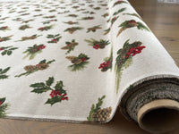 Thumbnail for Pinecones Cotton Fabric - Festive Christmas Print, Red & Green Winter Holiday Material for Sewing & Crafts