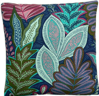 Thumbnail for Botanical Garden Blue Floral Cotton Throw Pillow Case Turquoise Cushion Cover Scandi Leaves Print Sofa Décor