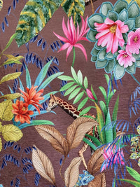 Thumbnail for Mink Tonga Jungle Leopard Giraffe Botanic Floral Plants Animals Fabric by Meter