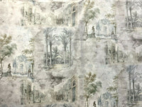 Thumbnail for Toile Oriental Fresco Colonial Romantic Italian Velvet Palm Trees Grey by Meter